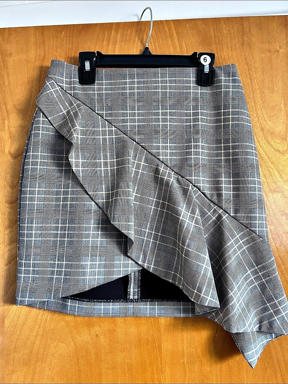 H&M Plaid Asymmetrical Ruffle Mini Pencil Skirt in Gray